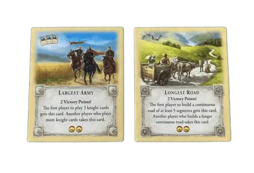 Catan Largest Army and Longest Road Cards