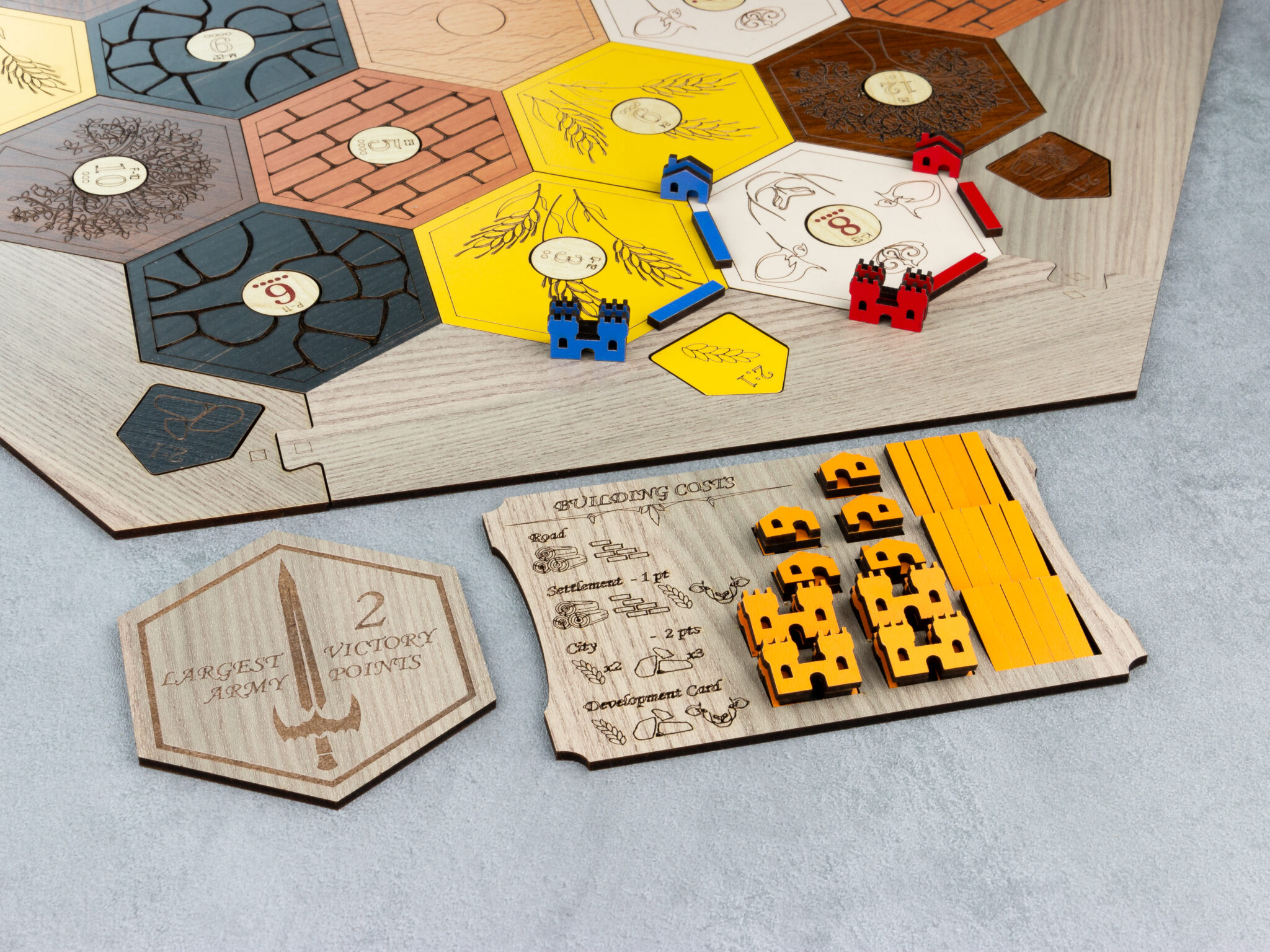 Settlers Game Pieces and Organizer/Holder